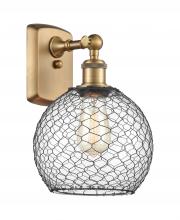 Innovations Lighting 516-1W-BB-G122-8CBK - Farmhouse Chicken Wire - 1 Light - 8 inch - Brushed Brass - Sconce