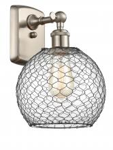 Innovations Lighting 516-1W-SN-G122-8CBK - Farmhouse Chicken Wire - 1 Light - 8 inch - Brushed Satin Nickel - Sconce