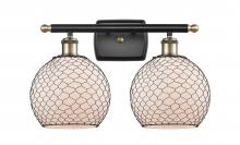 Innovations Lighting 516-2W-BAB-G121-8CBK - Farmhouse Chicken Wire - 2 Light - 18 inch - Black Antique Brass - Bath Vanity Light