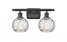 Innovations Lighting 516-2W-BK-G1215-6 - Athens Water Glass - 2 Light - 16 inch - Matte Black - Bath Vanity Light