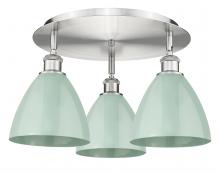 Innovations Lighting 516-3C-SN-MBD-75-SF - Plymouth - 3 Light - 19 inch - Satin Nickel - Semi-Flush Mount