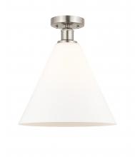 Innovations Lighting 616-1F-SN-GBC-121 - Berkshire - 1 Light - 12 inch - Brushed Satin Nickel - Semi-Flush Mount