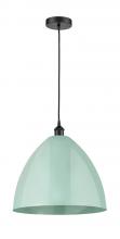 Innovations Lighting 616-1P-BK-MBD-16-SF - Plymouth - 1 Light - 16 inch - Matte Black - Cord hung - Mini Pendant