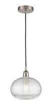 Innovations Lighting 616-1P-SN-G555-10CL - Ithaca - 1 Light - 10 inch - Brushed Satin Nickel - Cord hung - Mini Pendant