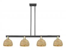 Innovations Lighting 716-4I-BAB-RBD-8-NAT - Woven Rattan - 4 Light - 51 inch - Black Antique Brass - Stem hung - Island Light