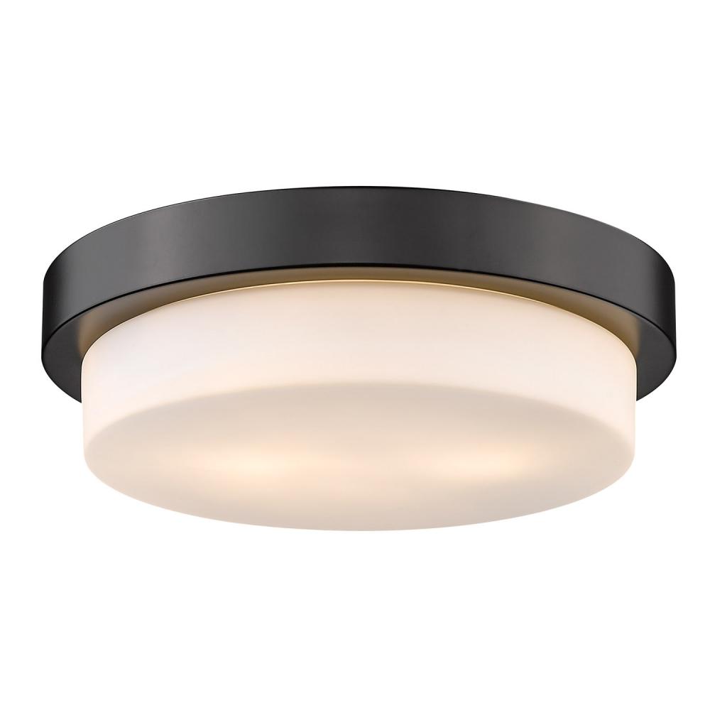 Multi-Family 13&#34; Flush Mount in Matte Black with Opal Glass