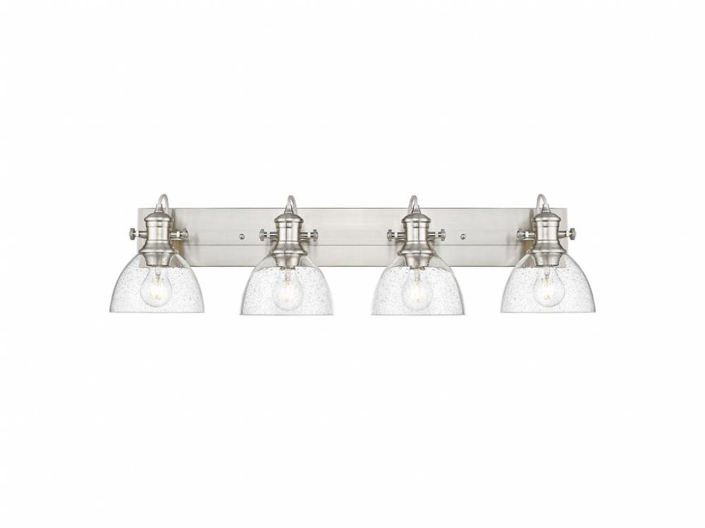 Hines 4-Light Vanity Light in Pewter with Seeded Glass