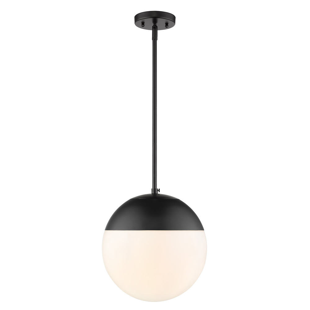 Dixon Pendant in Matte Black with Opal Glass and Matte Black Cap