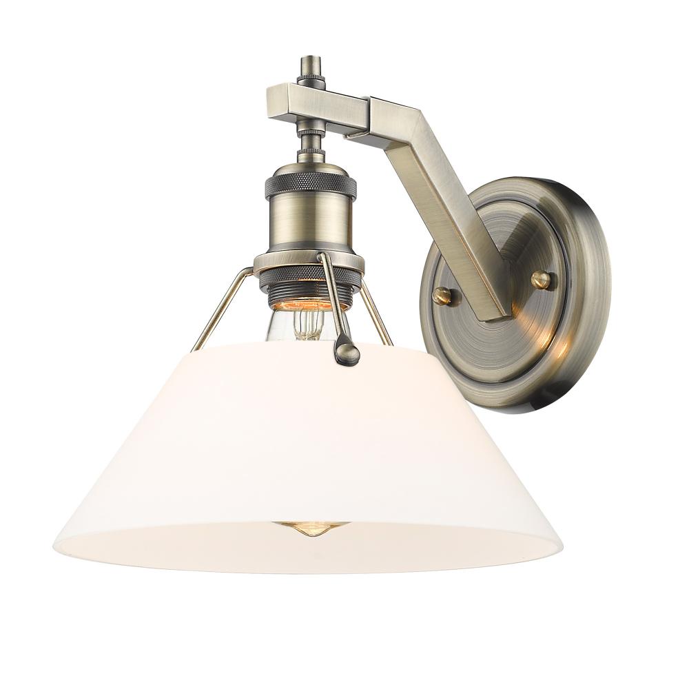 Orwell AB 1 Light Wall Sconce in Aged Brass with Opal Glass