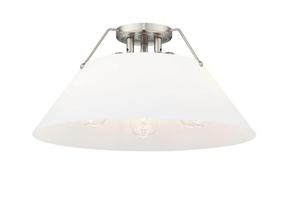 Orwell PW 3 Light Flush Mount in Pewter with Opal Glass