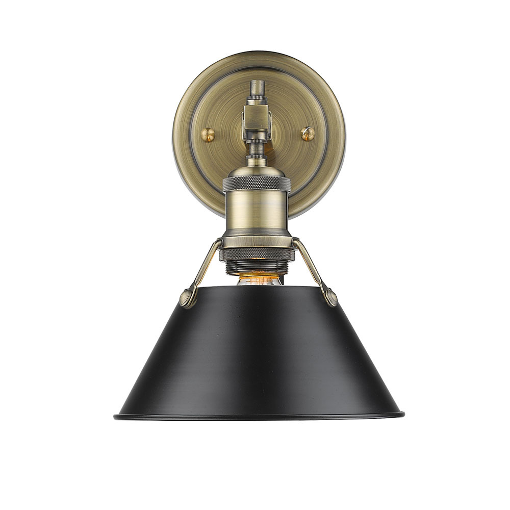 Orwell 1-Light Bath Vanity in Aged Brass with Matte Black