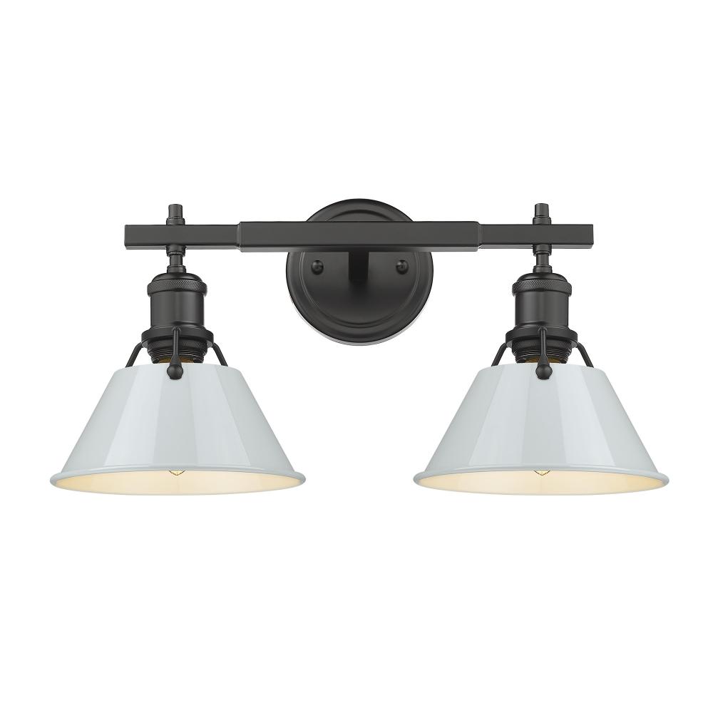 Orwell 2-Light Vanity Light in Matte Black with Dusky Blue