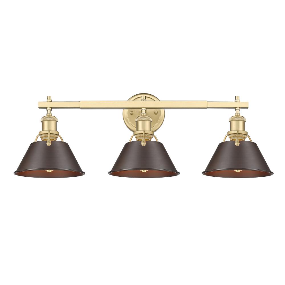 Orwell 3-Light Vanity Light in Brushed Champagne Bronze with Rubbed Bronze