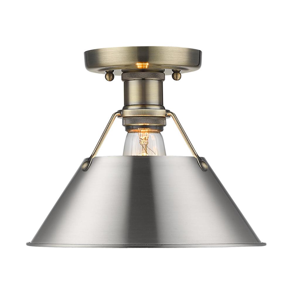 Orwell 1-Light Flush Mount in Aged Brass with Pewter