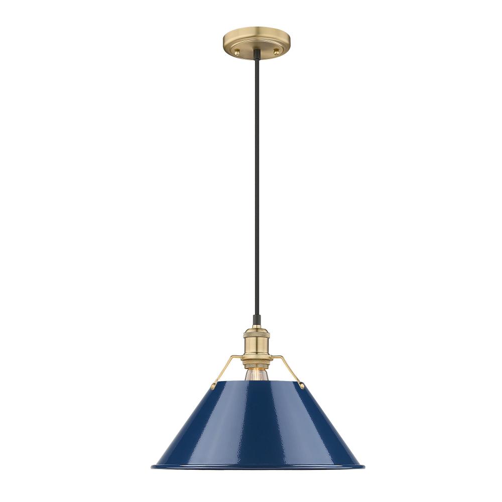 Orwell BCB Large Pendant - 14&#34; in Brushed Champagne Bronze with Matte Navy shade