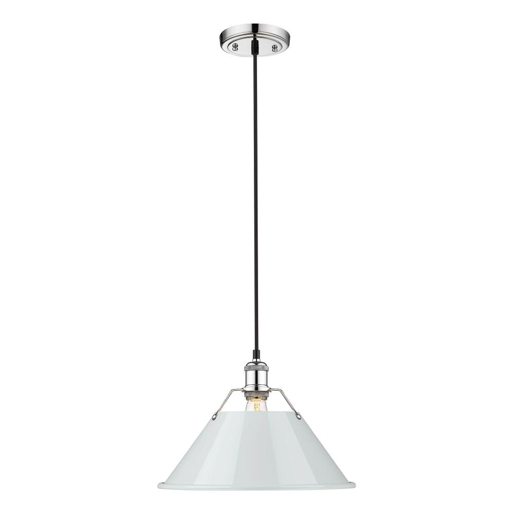 Orwell CH Large Pendant - 14&#34; in Chrome with Dusky Blue shade