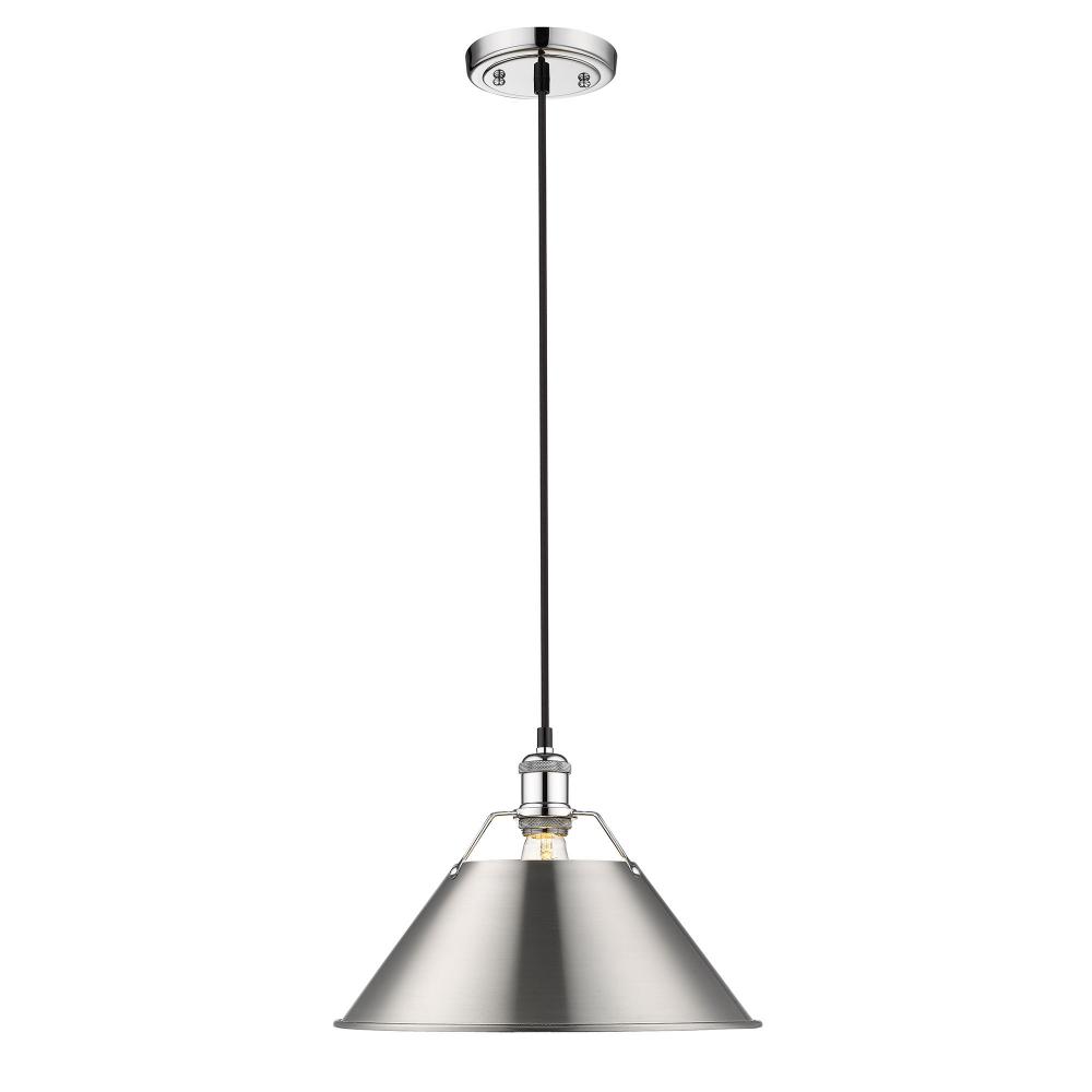 Orwell 14&#34; Wide Large Pendant in Chrome with Pewter