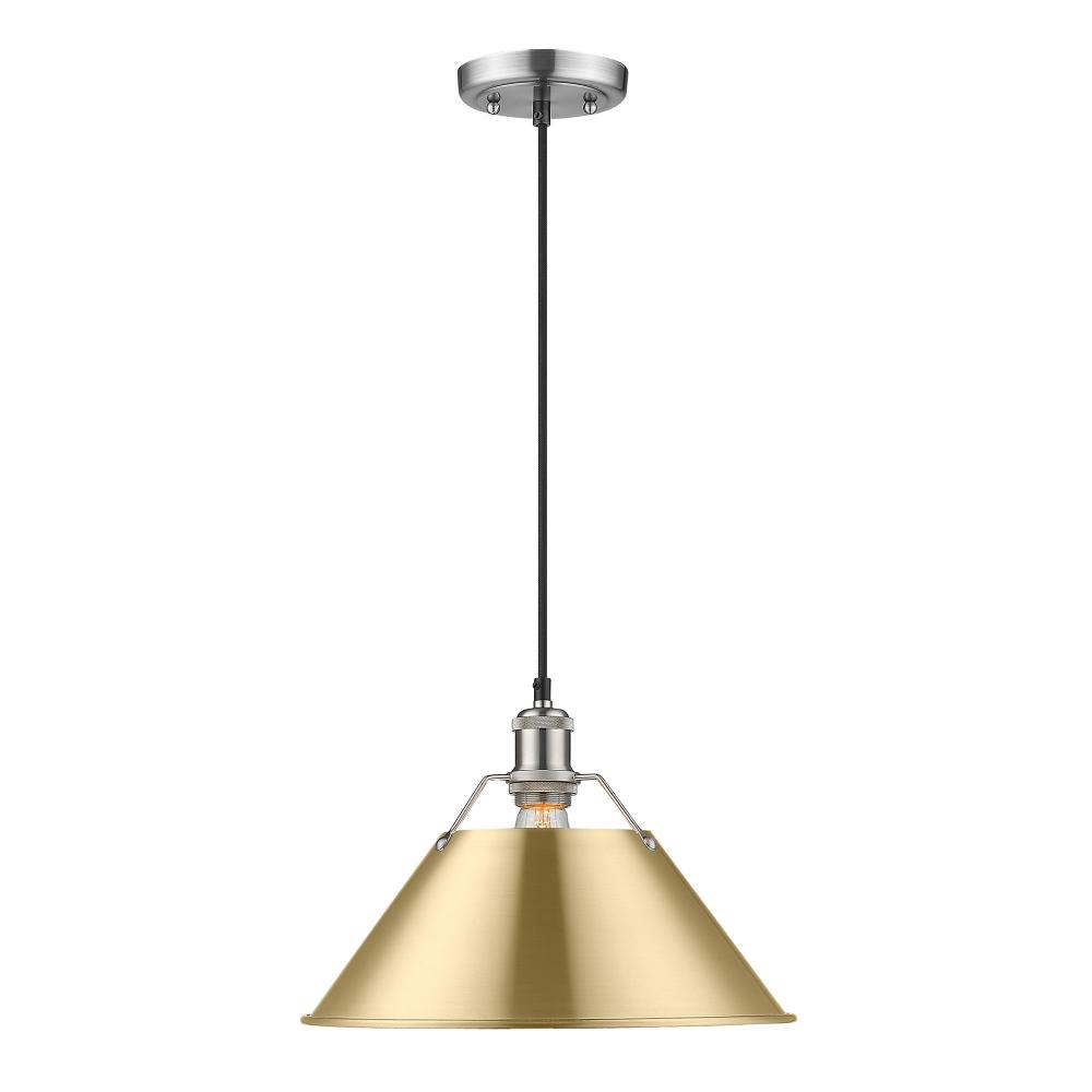 Orwell 14&#34; Wide Large Pendant in Pewter with Brushed Champagne Bronze