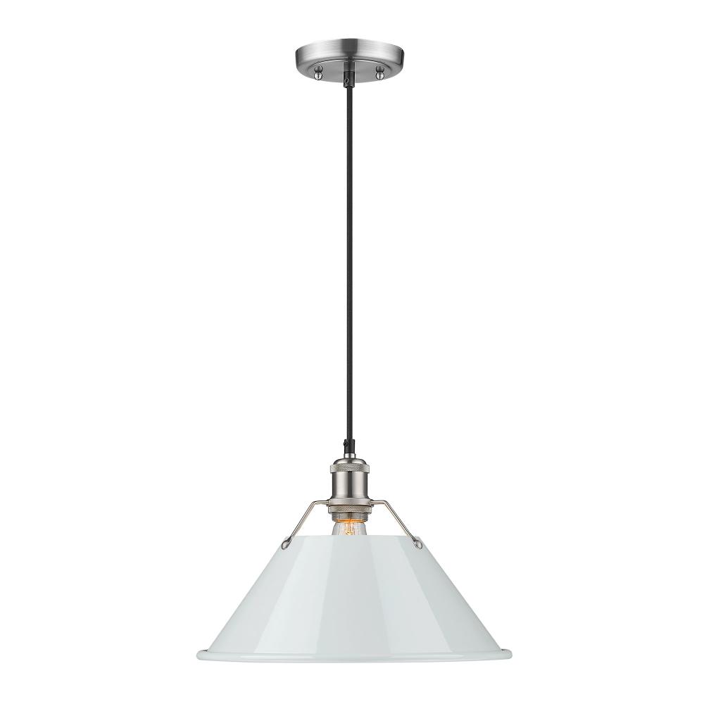 Orwell 14&#34; Wide Large Pendant in Pewter with Dusky Blue