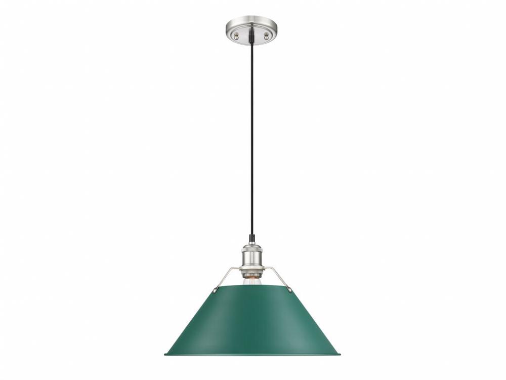 Orwell 14&#34; Wide Large Pendant in Pewter with Pine Green