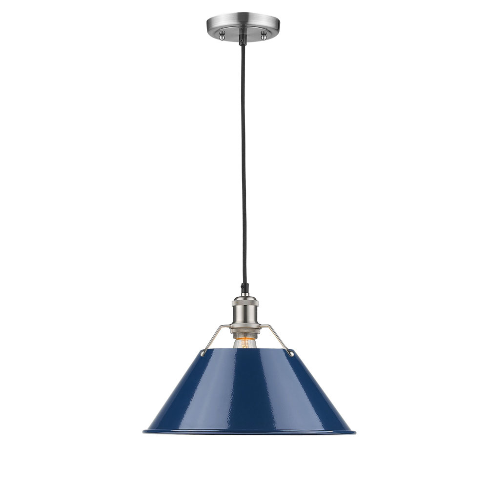 Orwell 14&#34; Wide Large Pendant in Pewter with Matte Navy