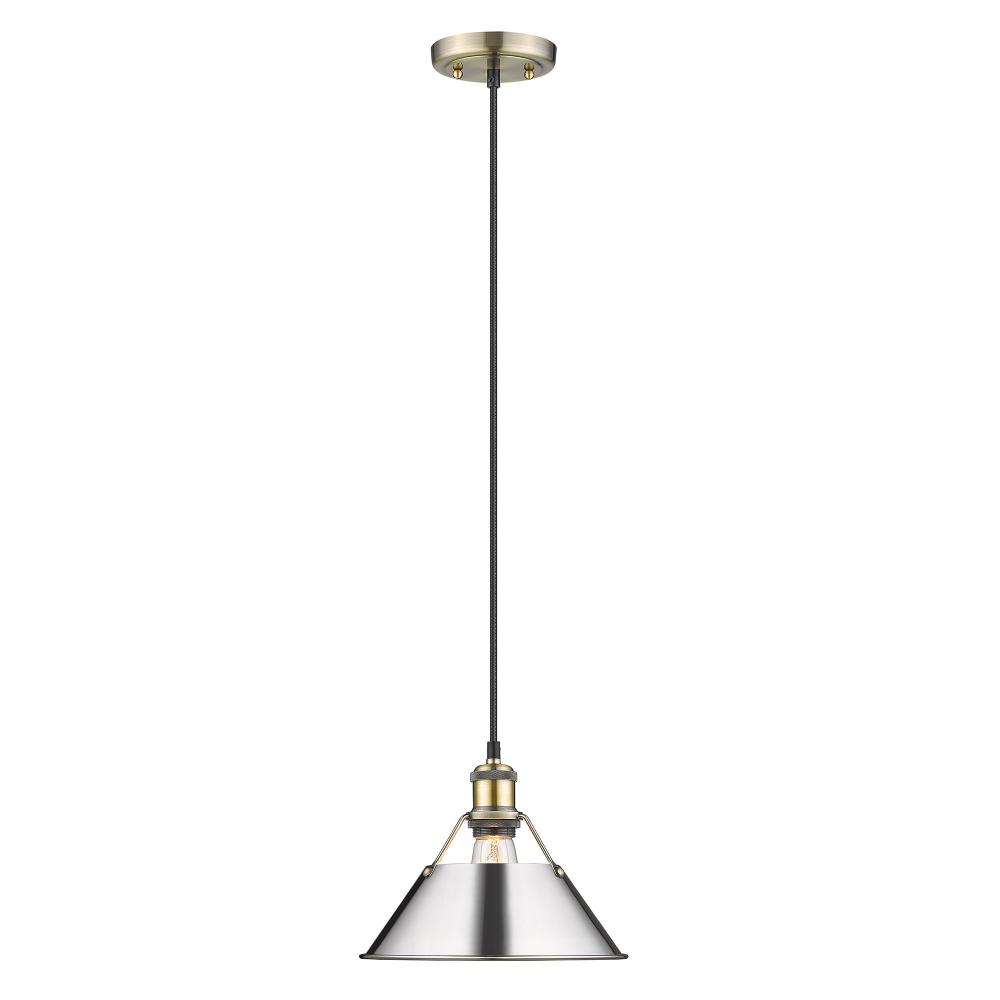 Orwell 10&#34; Wide Medium Pendant in Aged Brass with Chrome