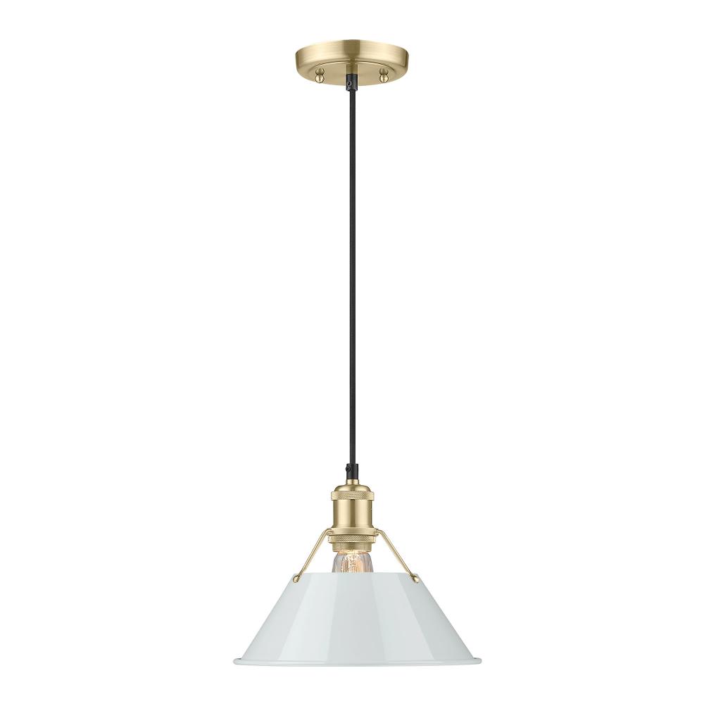 Orwell BCB Medium Pendant - 10&#34; in Brushed Champagne Bronze with Dusky Blue shade