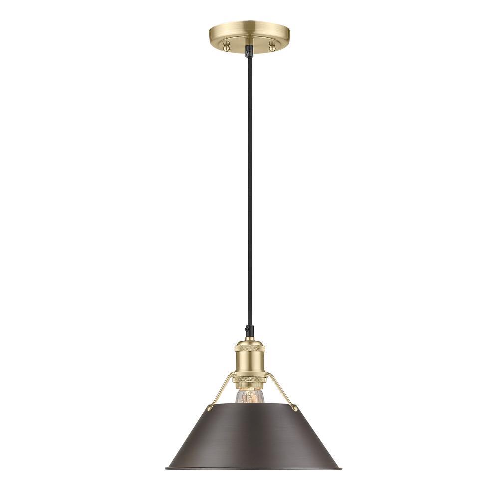 Orwell 10&#34; Wide Medium Pendant in Brushed Champagne Bronze with Rubbed Bronze