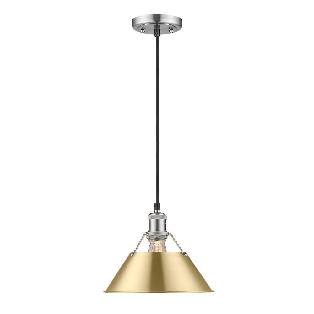 Orwell 10&#34; Wide Medium Pendant in Pewter with Brushed Champagne Bronze