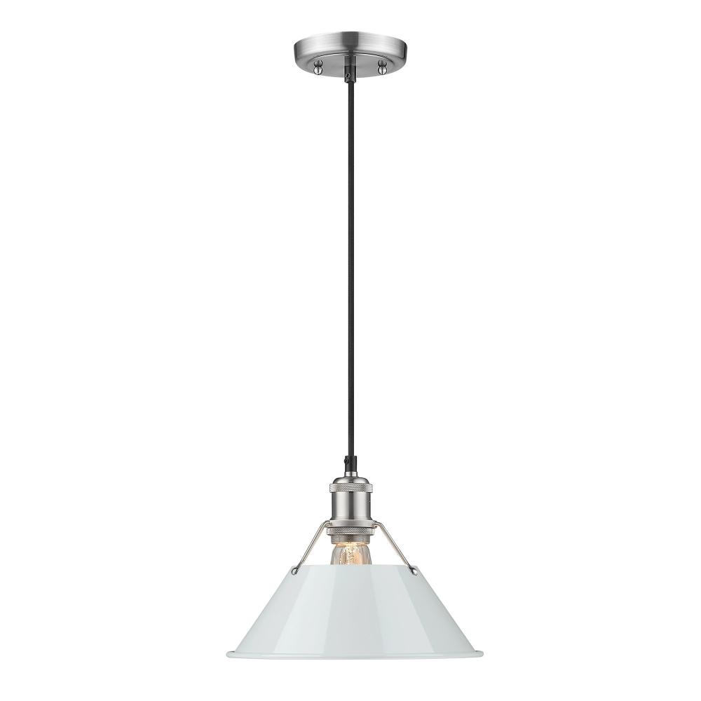 Orwell 10&#34; Wide Medium Pendant in Pewter with Dusky Blue