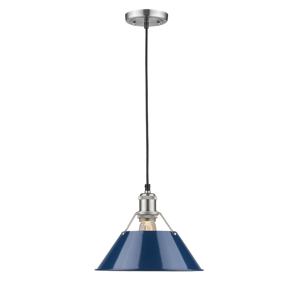 Orwell 10&#34; Wide Medium Pendant in Pewter with Matte Navy