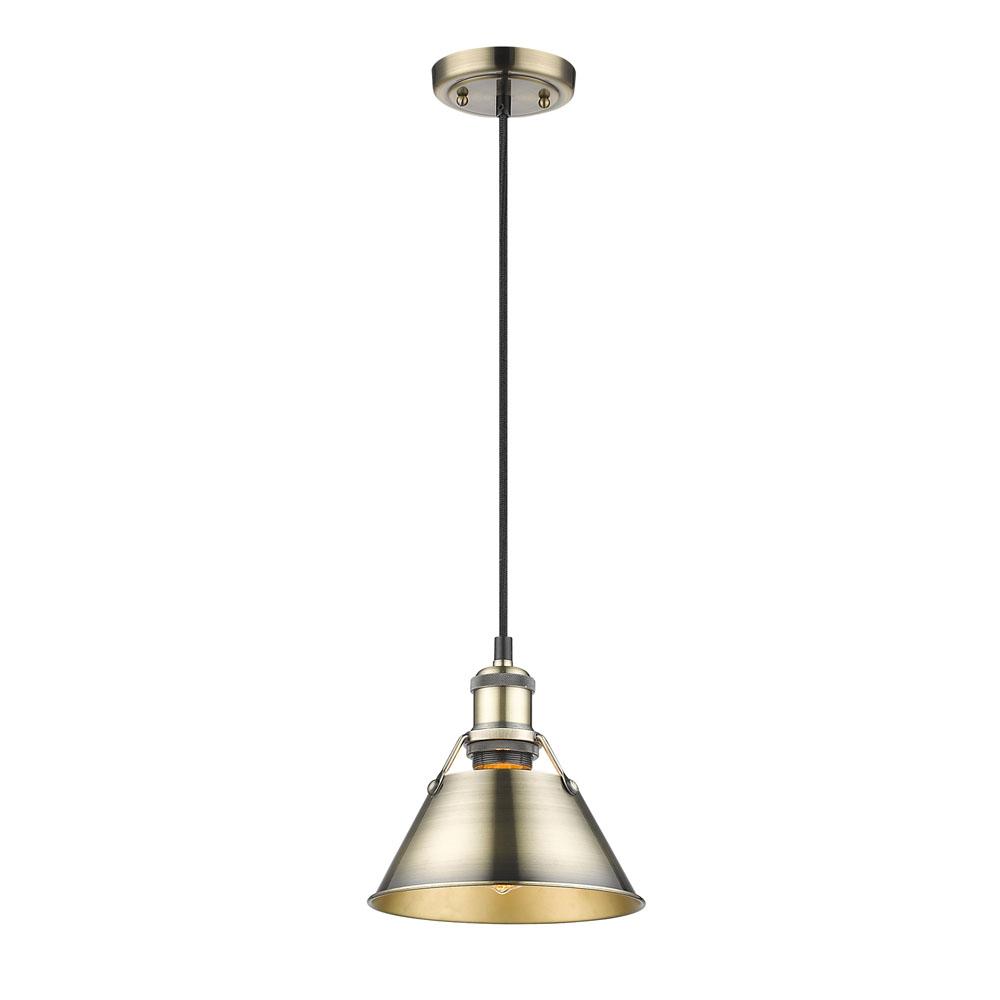 Orwell AB Small Pendant - 7&#34; in Aged Brass with Aged Brass shade