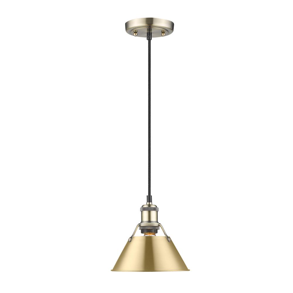 Orwell AB Small Pendant - 7&#34; in Aged Brass with Brushed Champagne Bronze shade