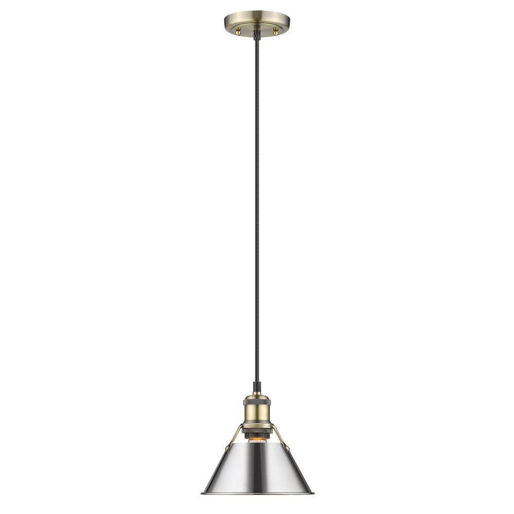 Orwell 7.5&#34; Wide Small Pendant in Aged Brass with Chrome