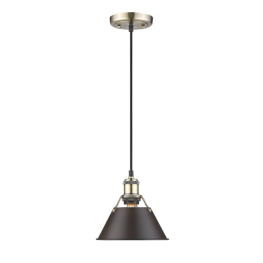 Orwell 7.5&#34; Wide Small Pendant in Aged Brass with Rubbed Bronze