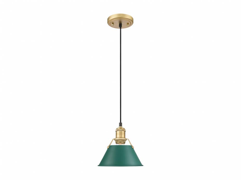 Orwell 7.5&#34; Wide Small Pendant in Brushed Champagne Bronze with Pine Green