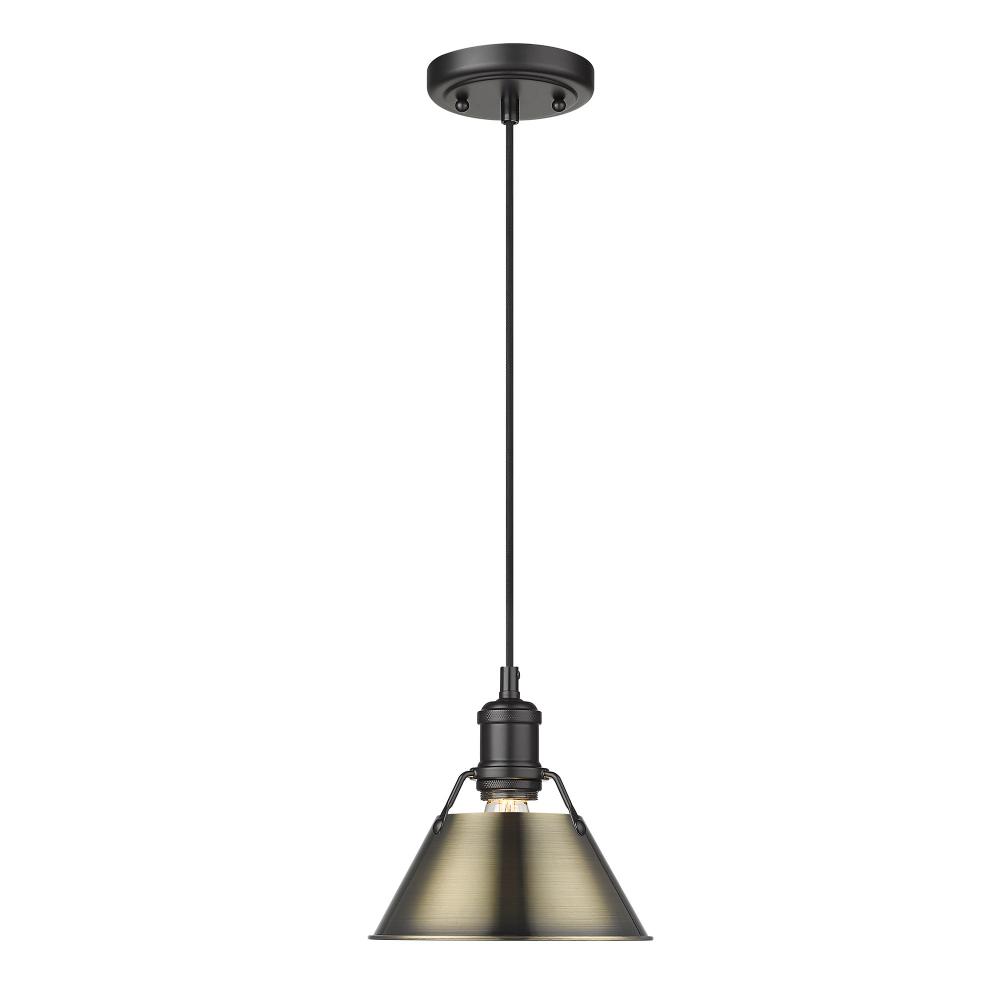 Orwell 7.5&#34; Wide Small Pendant in Matte Black with Aged Brass