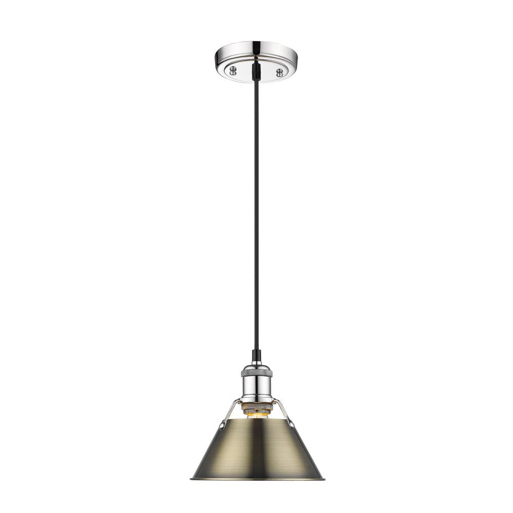 Orwell CH Small Pendant - 7&#34; in Chrome with Aged Brass shade