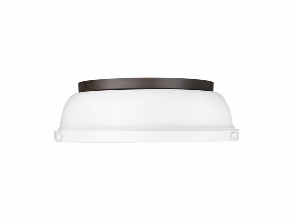 Duncan 14&#34; Flush Mount in Rubbed Bronze with Matte White