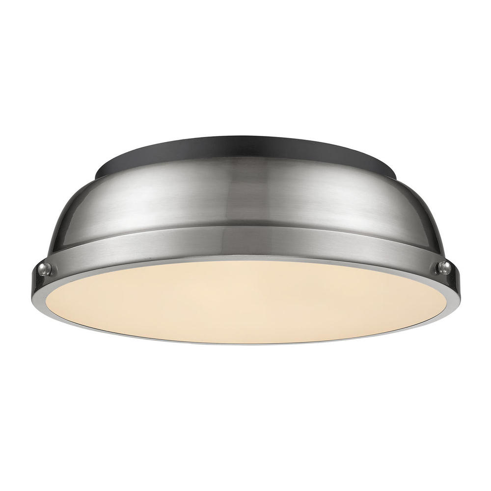 Duncan 14&#34; Flush Mount in Matte Black with Pewter