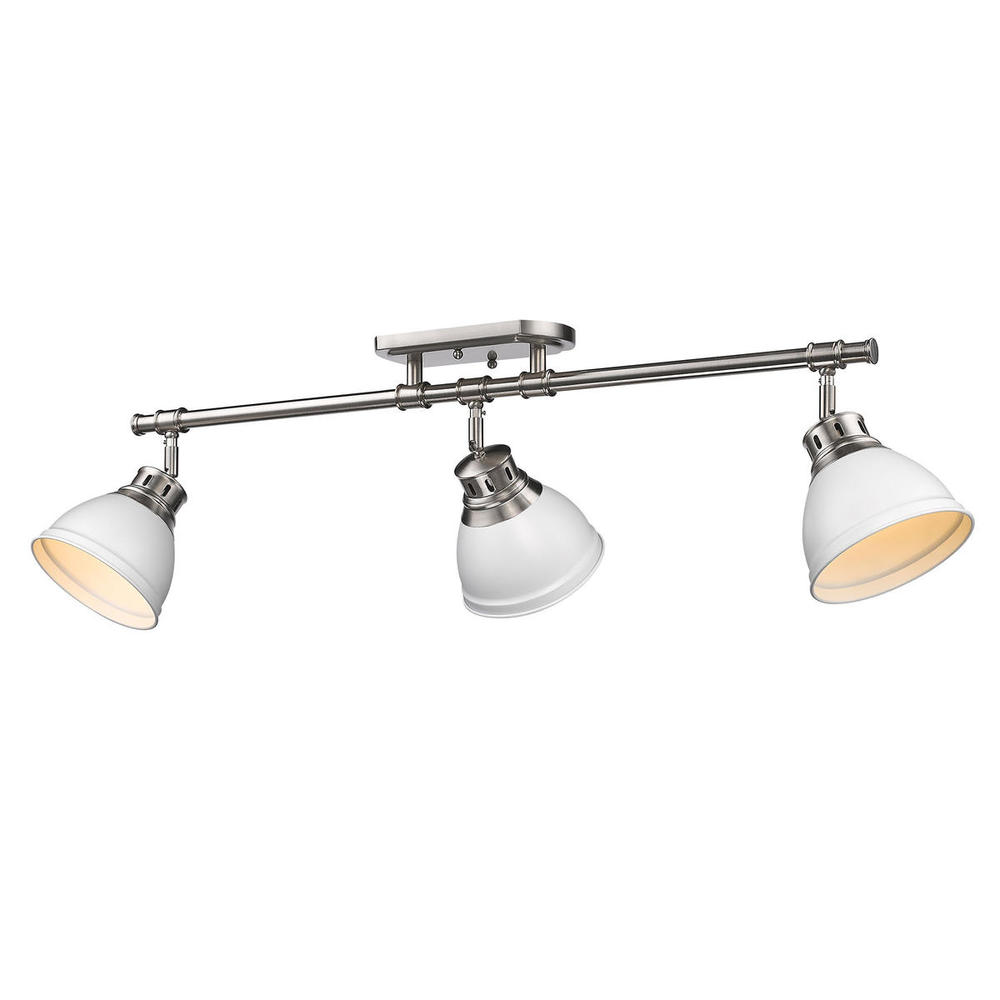 Duncan 3-Light Semi-Flush - Track Light in Pewter with Matte White