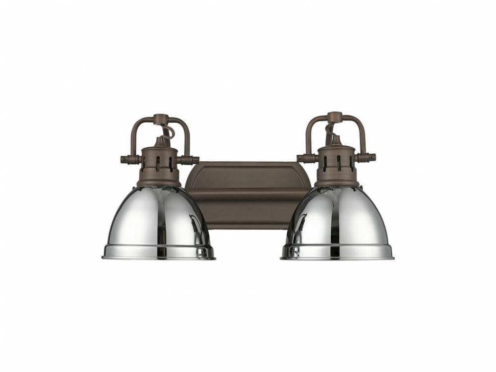 Duncan 2-Light Bath Vanity in Rubbed Bronze with Chrome