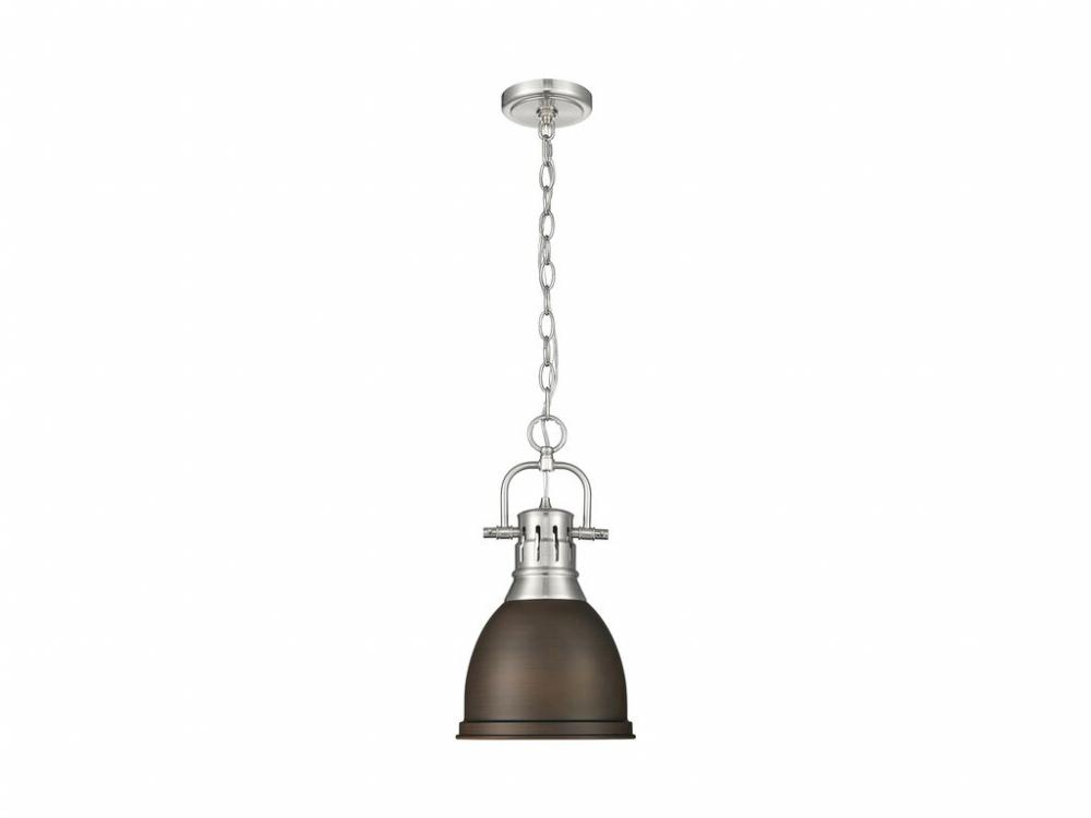 Duncan Small Pendant with Chain in Pewter with Rubbed Bronze