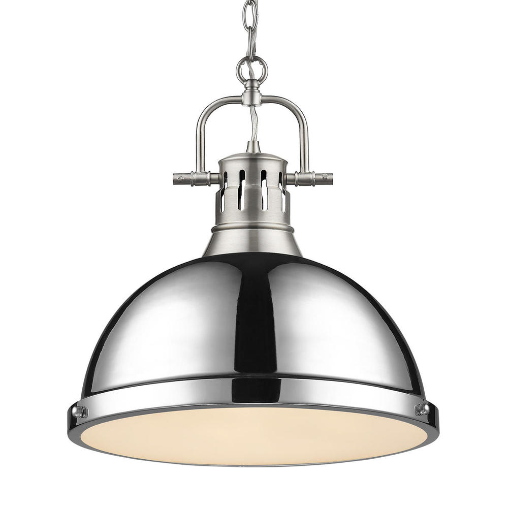 Duncan 1-Light Pendant with Chain in Pewter with Chrome