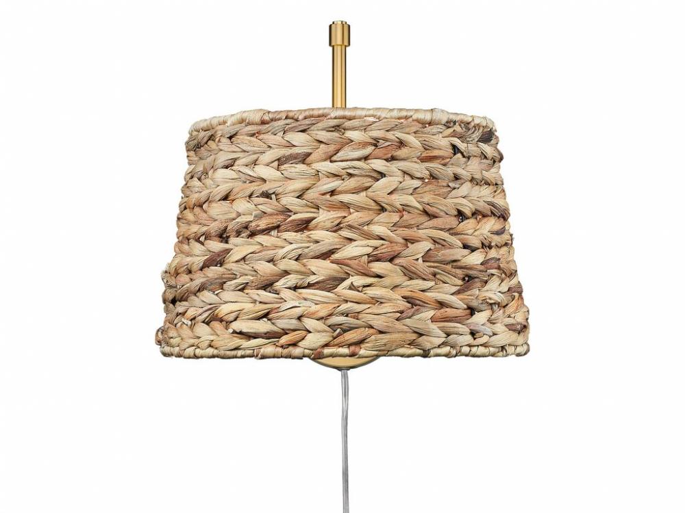 Ryleigh 1-Light Swing Arm in Brushed Champagne Bronze with Woven Sweet Grass