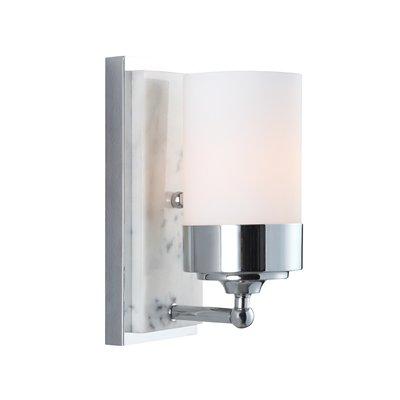 One Light Chrome Cased Opal Glass Bathroom Sconce