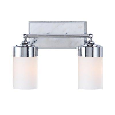 Two Light Chrome Cased Opal Glass Vanity