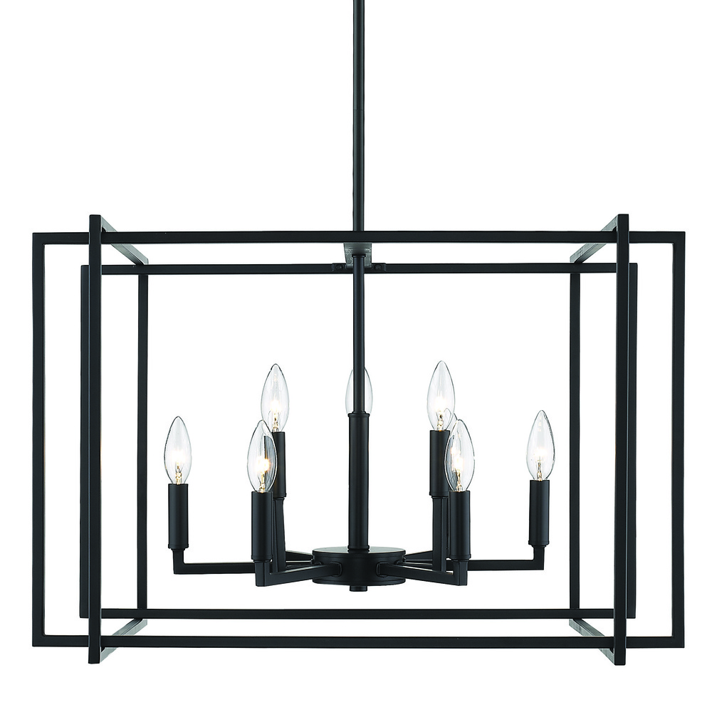 Tribeca 9-Light Chandelier in Matte Black with Matte Black Accents