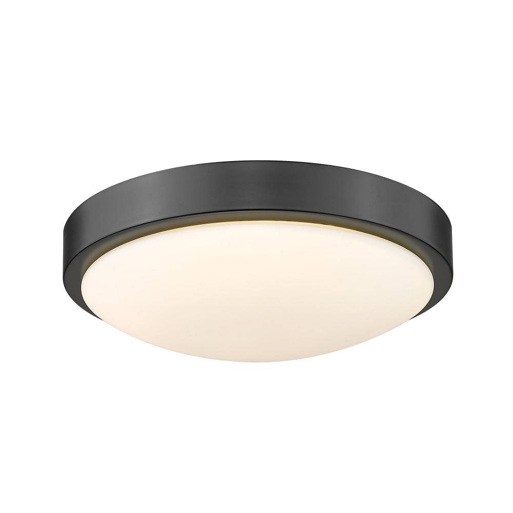 Gabi 10&#34; Flush Mount in Matte Black with Opal Glass