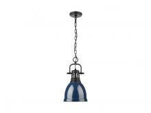 Golden 3602-S BLK-NVY - Duncan Small Pendant with Chain in Matte Black with Matte Navy